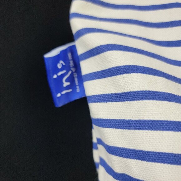 Inis Nautical Striped Canvas Tote Bag Blue White Rope Handles 15x17 - Picture 3 of 10